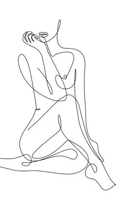 a line drawing of a woman sitting on the ground