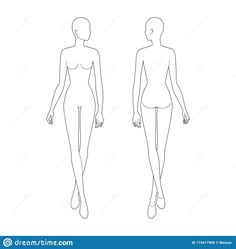 a female mannequin standing in front and back view stock photo image of outline