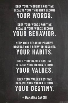 a chalkboard sign with words on it that says, keep your habitts positive