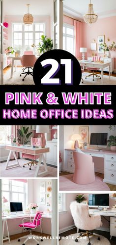 Elevate your home office style by incorporating pink tones, bold wall prints, and a combination of modern and vintage decor pieces.