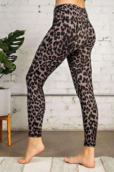 The animal print full length leggings feel amazing! Buttery soft with great support and a high waist band. Brown Leopard Print. Material: 84% Poly Microfiber, 16% Spandex Measurements are in inches, double the waist for circumference. SIZE Small Medium Large 1XL 2XL 3XL WAIST 12.5 13.5 14.5 15.5 16.5 17.5 INSEAM 25 25 25 26 26 26 Leopard Print Stretch Bottoms Full Length, Stretch Leopard Print Athleisure Activewear, Lepord Print Workout Leggings, Leopard Print Stretch Full-length Bottoms, Animal Print Leggings, Brown Leopard, Hello Gorgeous, Love Is Free, Yoga Leggings