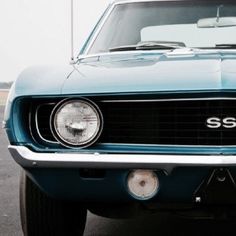 the front end of an old muscle car