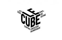 the cube logo is shown in black and white