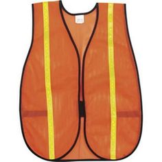 MCR Safety General-Purpose Mesh Vest, Orange w/ 3/4" Lime Stripes (5 Pack) Mesh Vest, Safety Vest, Personal Protective Equipment, Home Improvement, Stripes, The Unit, Mesh, Orange