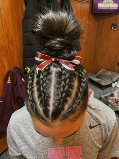 Gymnastics, meet, hair, braids, style, Sophie Swartzmiller, bow, maroon, gold, glitter, competition, d1, vault, bun, messy, slick, clean, hairspray, confident, dance, bars, beam, floor, all around, dutch braid, French braid, easy Braids For Wrestlers, Cute Gymnastics Competition Hair, How To Make Gymnastics Hair Bows, Competition Cheer Hair, Braids Gymnastics, Gymnastics Braids, Gymnastics Hair For Meets, Gymnastics Meet Hairstyles, Easy Gymnastics Hairstyles