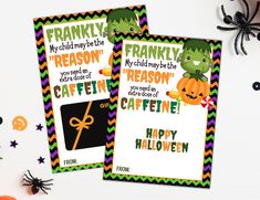 two halloween cards with the words happy halloween on them