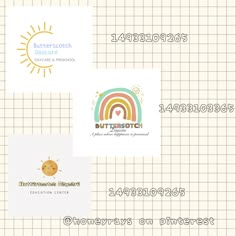 the logos for butterscotch and other products are shown in three different colors, including white