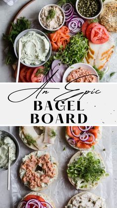 an epic bagel board on a plate. Bagel Lox Charcuterie Board Ideas, Lox Bagel Board, Locks And Bagels Smoked Salmon, Bagel And Lox Charcuterie Board, Bagels And Lox Recipe, Salmon Bagel Board, Bagel Charcuterie Board Ideas, Fish Salads