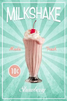 the milkshake is made with fresh strawberry