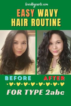 Try this super easy 30 minute wavy hair routine for type 2abc hair and best wavy hair routine products for 2a 2b 2c hair type! How To Natural Wavy Hair, Products For 2b/2c Hair, Type 2 Hair Products, Curl Type 2b Haircuts, Best Products For 2b Wavy Hair, Nighttime Wavy Hair Routine, 2b Waves Hair, 2c Wavy Hair Routine, Shampoos For Wavy Hair