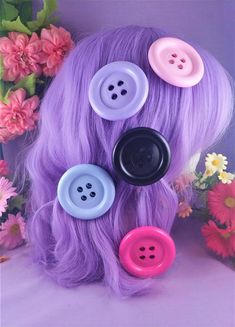 What's better than a miniature? An oversized version. These cute pastel buttons are HUGE! 2.5 in in diameter.Currently available inBlackLight BlueLight PinkLavender and Bright PinkEach button is set on a silver metal 2 way clip base and can be worn as a hair clip or as a pin.  Buttons come as a PAIR! COMING SOON more colors and designs~~~~~~~~~~~~~~~~~~~~~~~~~~~~~~~~~~~~For international Shipping Quotes please send a message and a private listing will be createdDO NOT CHECK OUT BEFORE YOUR PRIVA Decora Fashion, Kawaii Hair Clips, Grunge Pastel, Kawaii Hair, Goth Outfit, Pastel Goth Fashion, Kawaii Hairstyles, Kawaii Accessories, J Fashion