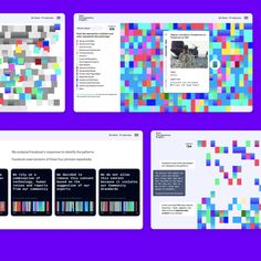 four different colored squares are shown on the same page, and one has an image of a