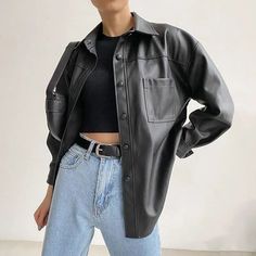 Découvrez notre collection de vestes pour femme, conçue pour allier style et polyvalence. Avec une variété de modèles allant des coupes classiques aux tendances actuelles, nos vestes se distinguent par : Designs exclusifs : Chaque veste présente un design unique alliant élégance et modernité. Variété de couleurs : Choisissez parmi une large gamme de couleurs pour compléter votre garde-robe. Confort supérieur : Fabriquées avec des matériaux de haute qualité pour garantir un confort tout au long de la journée. Trouvez la veste parfaite qui s’adapte à votre style et vous accompagne en toutes occasions. Cuir synthétique, entièrement végan. Mode Mantel, Streetwear Jackets, Coat Trends, Outfit Chic, Casual Outerwear, Leather Shirt, Long Sleeves Coats, Leather Motorcycle Jacket