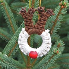 a christmas ornament hanging from a tree