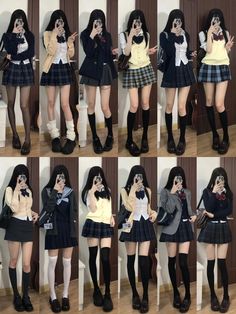 Korean Uniform Aesthetic, School Uniform Reference, Women Portrait, Fashion Kawaii, Girl Fashion Style