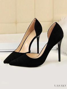 Lasaky - Womens Elegant Black Suede Stiletto Heel Pumps with Pointed Toe for Dressy Occasions Black Bridesmaid Shoes, Vintage Shoes Men, Womens Dress Shoes, Spike Shoes, Groom Shoes, Slip On Pumps, Pumps Heels Stilettos, Bridesmaid Shoes, Strap Shoes