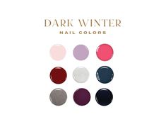 This PDF guide was created as a comprehensive list of all nail colors falling within the Dark/Deep Winter Color Season in color typing. These colors have been carefully matched and ensure that you will choose a nail color that complements the rest of your look.  - GUIDE INCLUDES: 1. Colors listed by brand. Brands include: Essie, Essie Gel Couture, Essie Expressie, OPI Infinite Shine & Regular, Olive & June, Nailtopia, Zoya, Sally Hansen Insta Dri. Sally Hansen Miracle Gel, Sally Hansen Good.Kind Deep Winter Nails Colour, Dark Autumn Nails Colour, Deep Winter Nail Colors, Dark Winter Nail Colors, Gel Couture Essie, Best Nail Polish Colors, Deep Winter Palette, Winter Nail Colors, Olive June