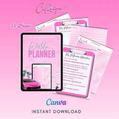 a pink planner with the words,'wedding planner'and an image of a pink car