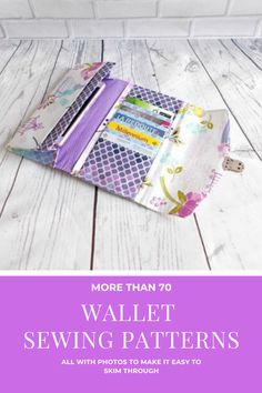 a sewing book with the title more than 70 wallet sewing patterns