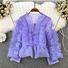 Cute V-Neck Ruffle Top, Long Sleeve Fashion TopFabric: BlendedColor: Purple, White, Red, Pink, Black.Size(cm): Free SizeLength 47cm Bust 98cm Sleeve Length 55cm V-neck Party Top With Ruffle Hem, Fall V-neck Ruffled Tops, Purple V-neck Top With Ruffles, Purple Long Sleeve Tops With Ruffles, Purple Blouse With Ruffled Collar, Feminine Purple Blouse With Ruffles, Purple Ruffled Collar Blouse With Ruffles, Purple Tops With Ruffles And Ruffled Collar, Party Long Sleeve Top With Ruffle Hem