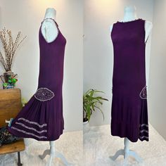 "1920's Dress / 20s dress / 1920s Antique beaded Flapper dress This 1920s dress is straight from May of 1924 when Mimi got married. It is the perfect comfortable 1920s dress. She has a beaded cuffs, collar, drop waist, and skirt with 1920s bead work. Just look at her photos to see her beauty! This piece a true statement item that is sturdy and ready to wear. Please see pictures for this items true beauty.  Measurements provided are exterior flat and have been doubled. Note this item must slip ov 1920s Embellished Sleeveless Flapper Dress, 1920s Embellished Summer Dresses, Embellished 1920s Style Summer Dresses, 1920s Style Embellished Summer Dresses, Art Deco Sleeveless Dress For Vintage Events, Gatsby Style Sleeveless Flapper Dress For Vintage Events, Sleeveless Gatsby Flapper Dress For Vintage Events, Art Deco Embellished Sleeveless Dress, Sleeveless Art Deco Embellished Dress