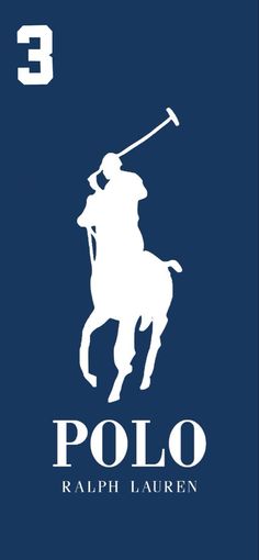 the polo logo is shown in white on a dark blue background, with an image of a man riding a horse