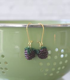 "These hand beaded blackberry earrings are made with japanese seed beads. Hand woven with durable high quality thread! They measure about 1.5\" long, and have gold hypo allergenic ear wires.  **Please note that colors may vary slightly due to difference in monitor and phone screens**" Beaded Berry, Berry Earrings, Woven Earrings, Earrings Bead, Earrings Beaded, Seed Bead Earrings, Bead Earrings, Hand Beading, Seed Bead