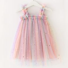 Faster shipping. Better service Tulle Party Dress, Summer Outfits Kids, Girl Rainbow, Party Kleidung, Rainbow Dress, Dance Skirt, Sparkle Dress, Girls Summer Outfits, Flower Girl Dress