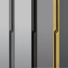 an image of three doors that are closed in different colors and designs on the door