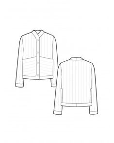 a drawing of a jacket with buttons on the front and back, in black and white