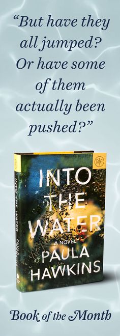 the book into the water by paula hawkins is in front of an ocean background