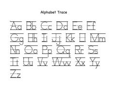 the alphabet tracer is shown in black and white, with an upper letter on it