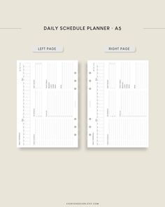 the daily schedule planner is shown in two different sections, one for each month and one for