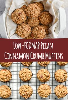 low - fodmap pecan cinnamon crumb muffins on a cooling rack