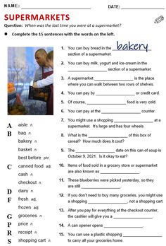 a worksheet with pictures of people and words