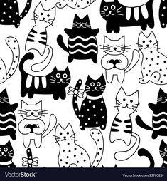 black and white cats with polka dot dots on them are all over the place, as well as in this pattern