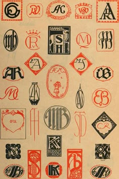 an old book with many different type of logos