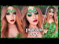 Poison Ivy Makeup Ideas, Poison Makeup, Ivy Makeup, Makeup Ideas Halloween, Poison Ivy Makeup, Poison Ivy Halloween Costume, Usa Makeup, Born This Way Concealer, Youtube Halloween