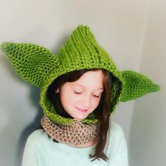 Yoda yoda crochet crochet pattern yoda pattern yoda pdf | Etsy Crochet Troll Hat, Yoda Crochet Hats, Hooded Cowl Pattern, Alien Ears, Yoda Crochet, Poppy Hat, Hooded Scarf Pattern, Star Wars Crochet, Hooded Cowl