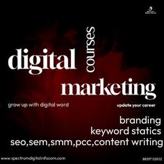 the words digital and marketing are displayed on a black background