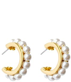 From Mignonne Gavigan&#x2C; these errings feature:Hoop earringsResin pearls&#x2C; 14k gold plated brassStainless steel post closureApprox. 0.78" L x 0.78" WImported. Bridal Jewellery Earrings, Mignonne Gavigan, Preppy Jewelry, Jewelry Accessories Ideas, Accessories Ideas, Pearl Hoop Earrings, Huggie Hoop Earrings, Accessories Jewelry Earrings, Jewelry Inspo