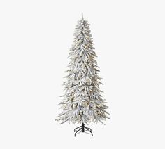 a white christmas tree with snow on it