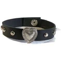 Soft Studded Black Leather Heart Bracelet Silver Studded - Etsy Edgy Black Leather Bracelet With Studs, Black Adjustable Studded Wristband, Punk Leather Bracelet With Studs, Black Gothic Leather Bracelet With Studs, Gothic Black Studded Leather Bracelet, Three Necklaces, Leather Wristbands, Funky Jewelry, Heart Bracelet