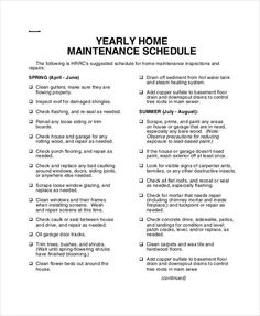 the maintenance schedule for a home maintenance service is shown in this document, which includes instructions and