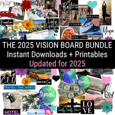 the 205 vision board bundle instant downloads and printables updated for 2055