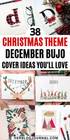 December bullet journal covers for Christmas Bujo Cover Ideas, December Bullet Journal Cover, December Bujo, Bujo Cover, December Bullet Journal, Bullet Journal Cover Ideas, Christmas Journal, Bullet Journal Themes, Cover Ideas