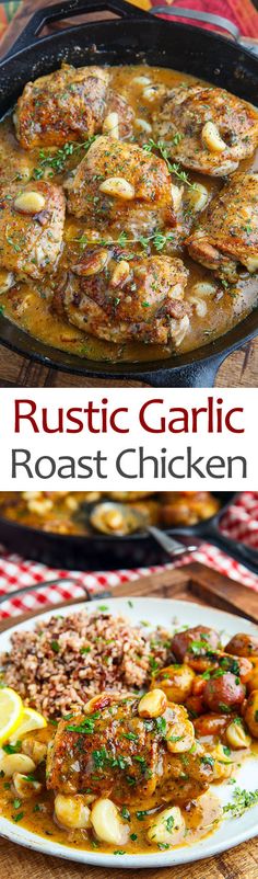 rustic garlic roast chicken is an easy and delicious dinner recipe that's ready in under 30 minutes