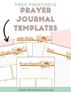 the free printable prayer journal templates with flowers on it and text overlay