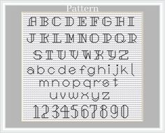 a cross stitch pattern with the letters and numbers for each letter, including an arrow