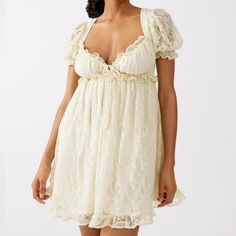 Brand New With Tags! Size Small Cream Colored Lace Babydoll Dress Tie In The Front & Lace Up Back Lace Babydoll Dress, Rent Dresses, Ooh La La, Dress Rental, Lace Babydoll, Urban Dresses, Bustier Dress, Mini Dresses For Women, Urban Outfitters Dress